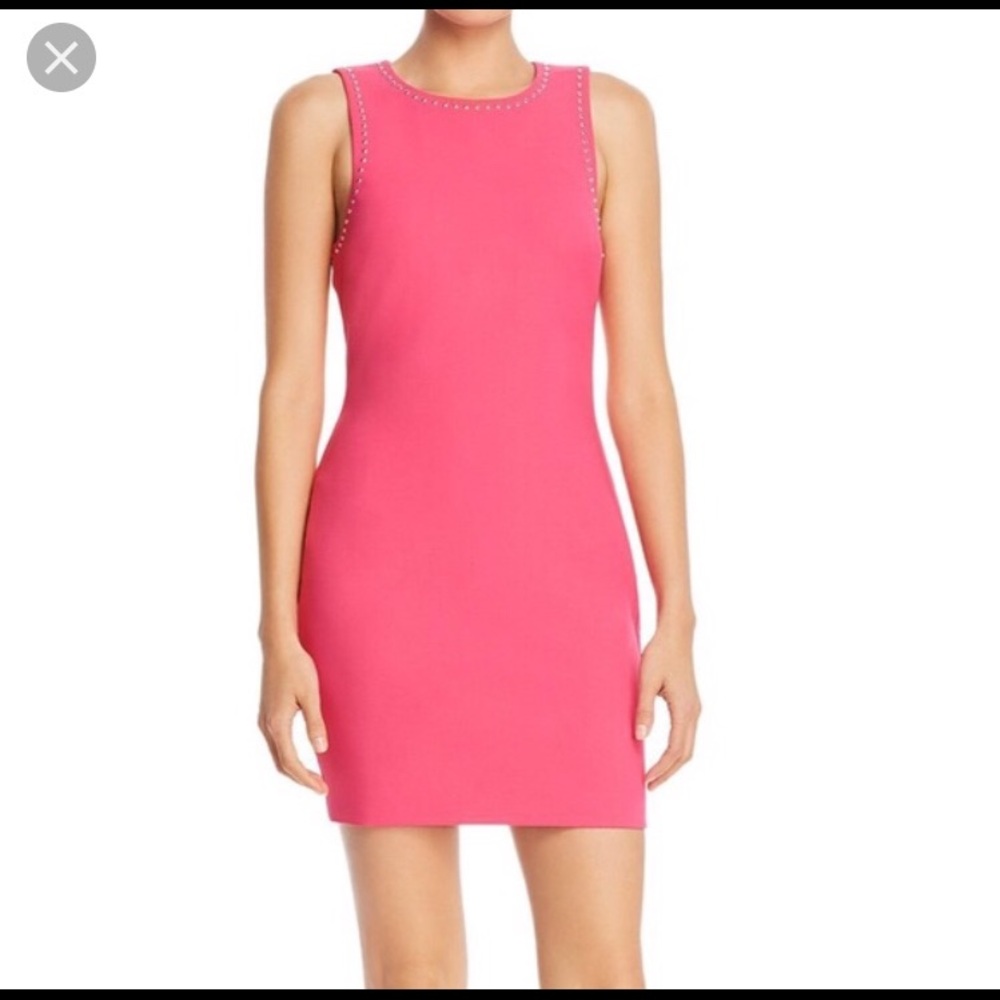Likely pink square neck sleeveless mini dress